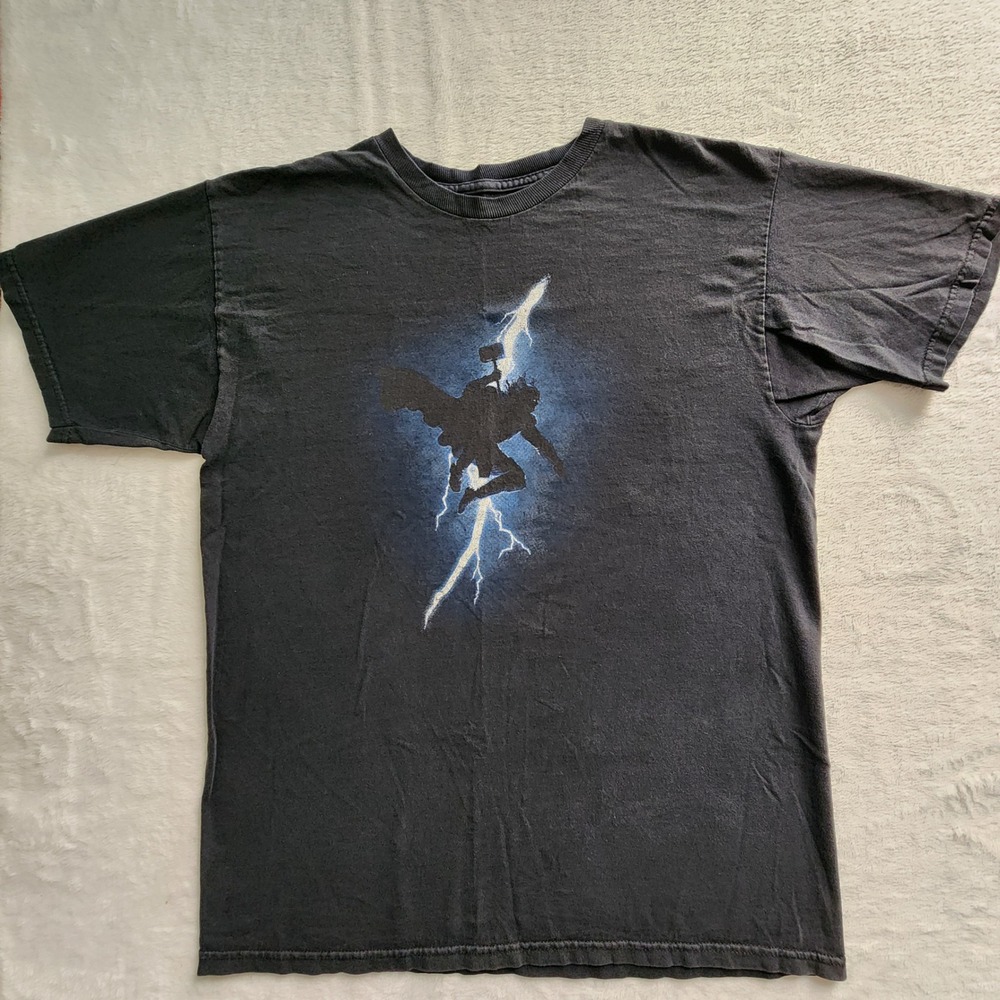 King Thor T Shirt Mens Medium Black Graphic Lightning Silhouette Marvel Comic